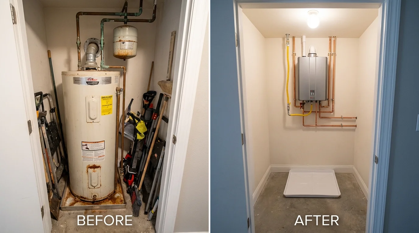 Tank water heater versus wall-mounted tankless unit comparison for Barrington, IL homeowners